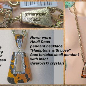 Heidi Daus faux tortoise pendant necklace, NWT, Hamptons with Love long chain